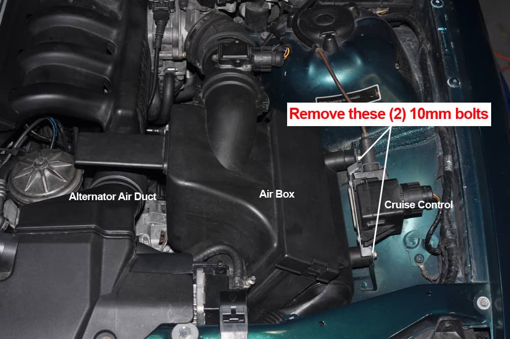 BMW E36 Oil Separator Valve - remove air box and alternator duct