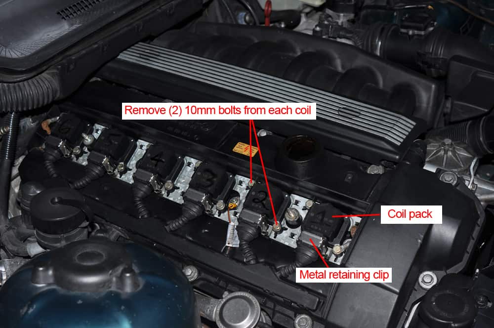 BMW E36 Cylinder Leak Down - remove the ignition coils.