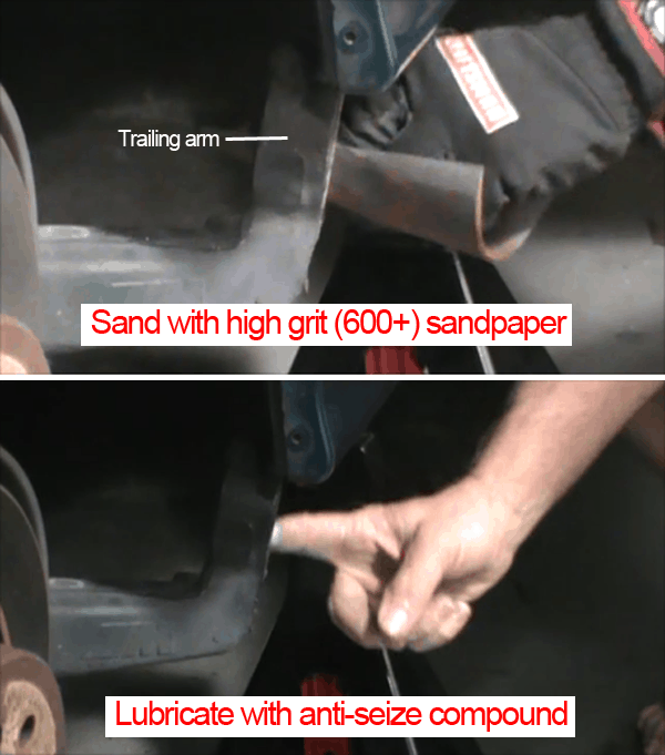BMW E36 RTAB replacement - sand and clean trailing arm