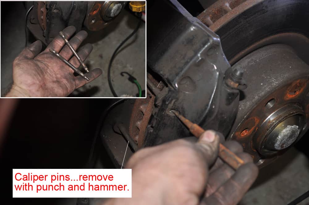 BMW E31 brake repair - caliper pin removal