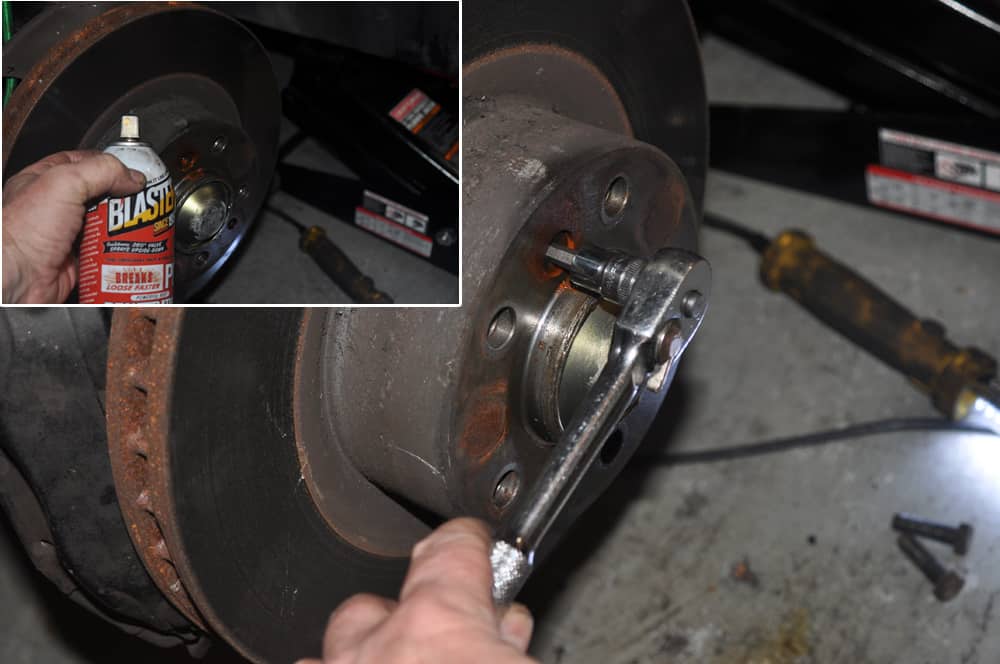 BMW E31 brake repair - soak the rotor set screw before removing