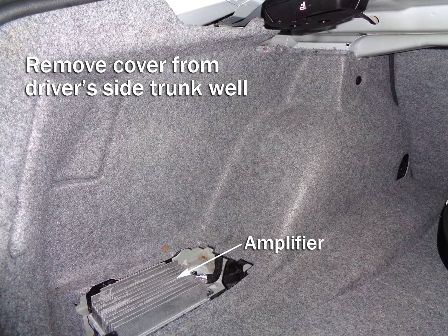 bmw e90 amplifier water damage repair - amplifier location in trunk