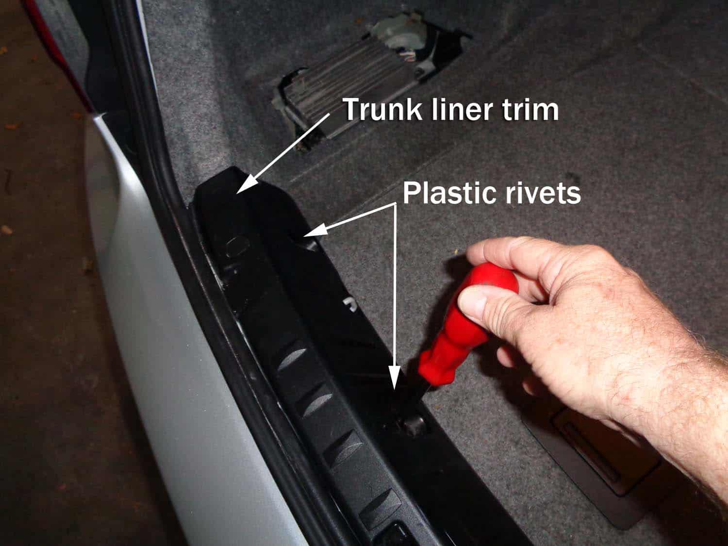 bmw e90 amplifier water damage repair - remove trunk liner trim