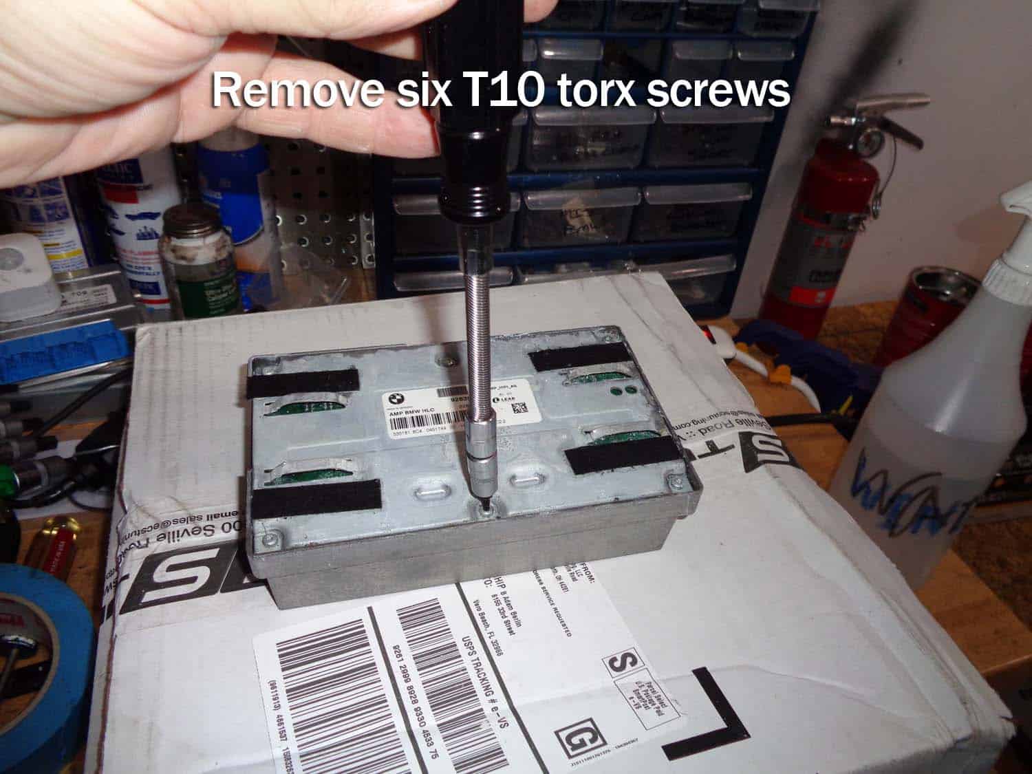 Remove the torx screws from bottom of amp