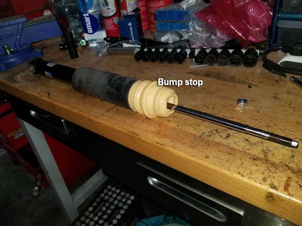 BMW E85 rear shock replacement - install the bump stops