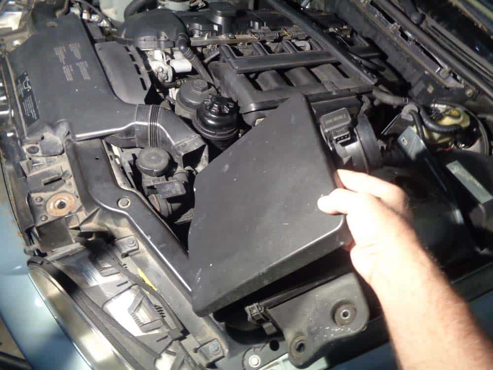 BMW E46 Power Steering Pump Replacement - remove air box from vehicle