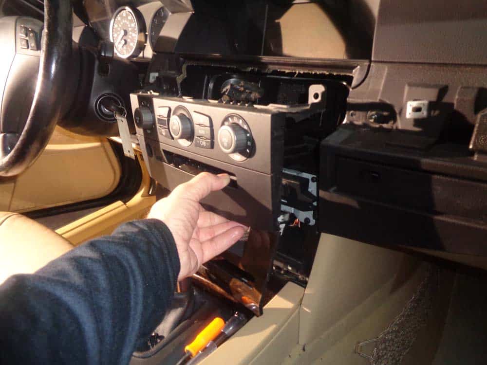 Carefully remove the hvac panel from the dashboard