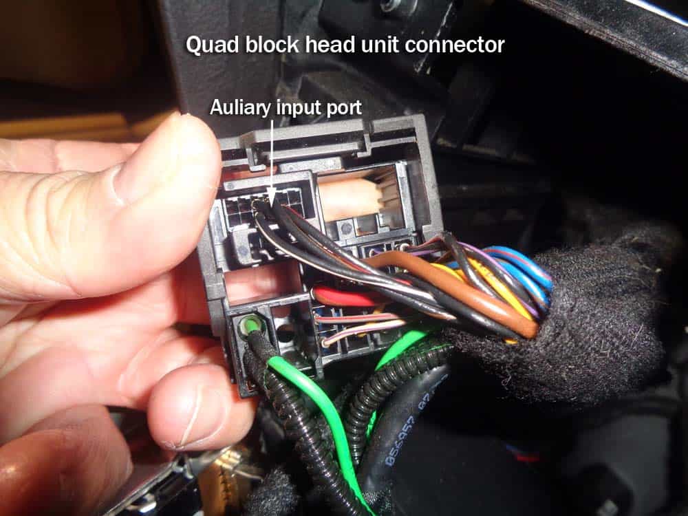 bmw auxiliary port - Locate the auxiliary input port in the quad block head unit connector