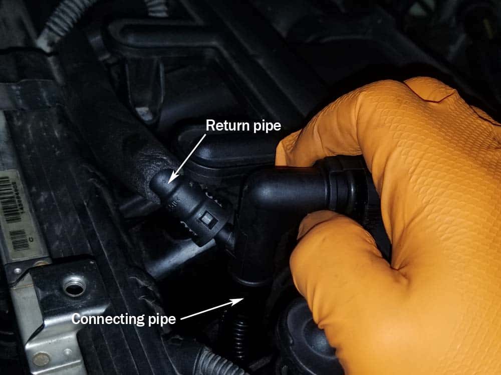 bmw e46 pcv valve replacement - Install the return pipe into the top of the intake manifold