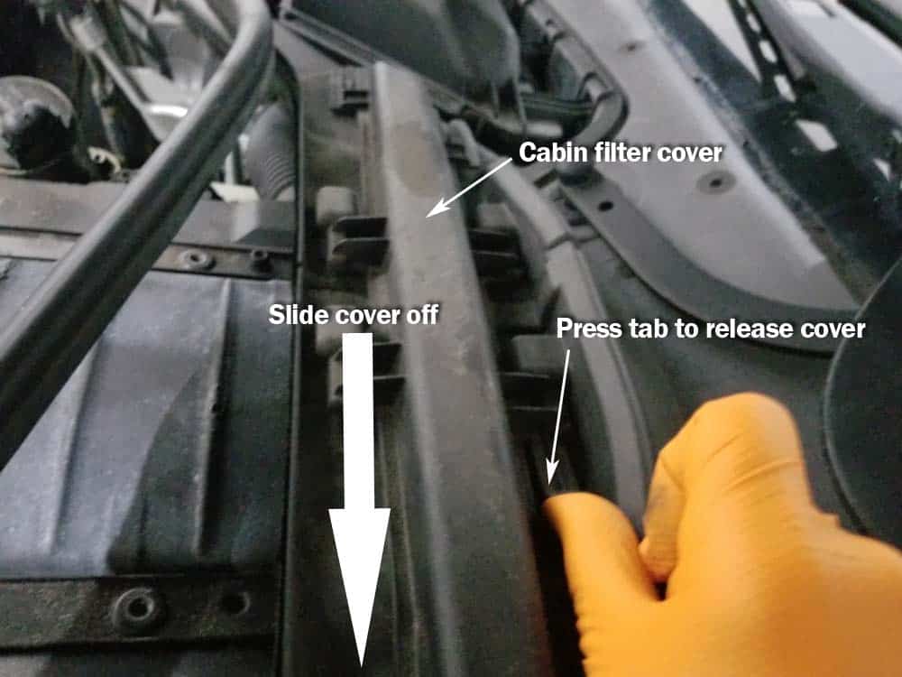 Remove cabin filter cover