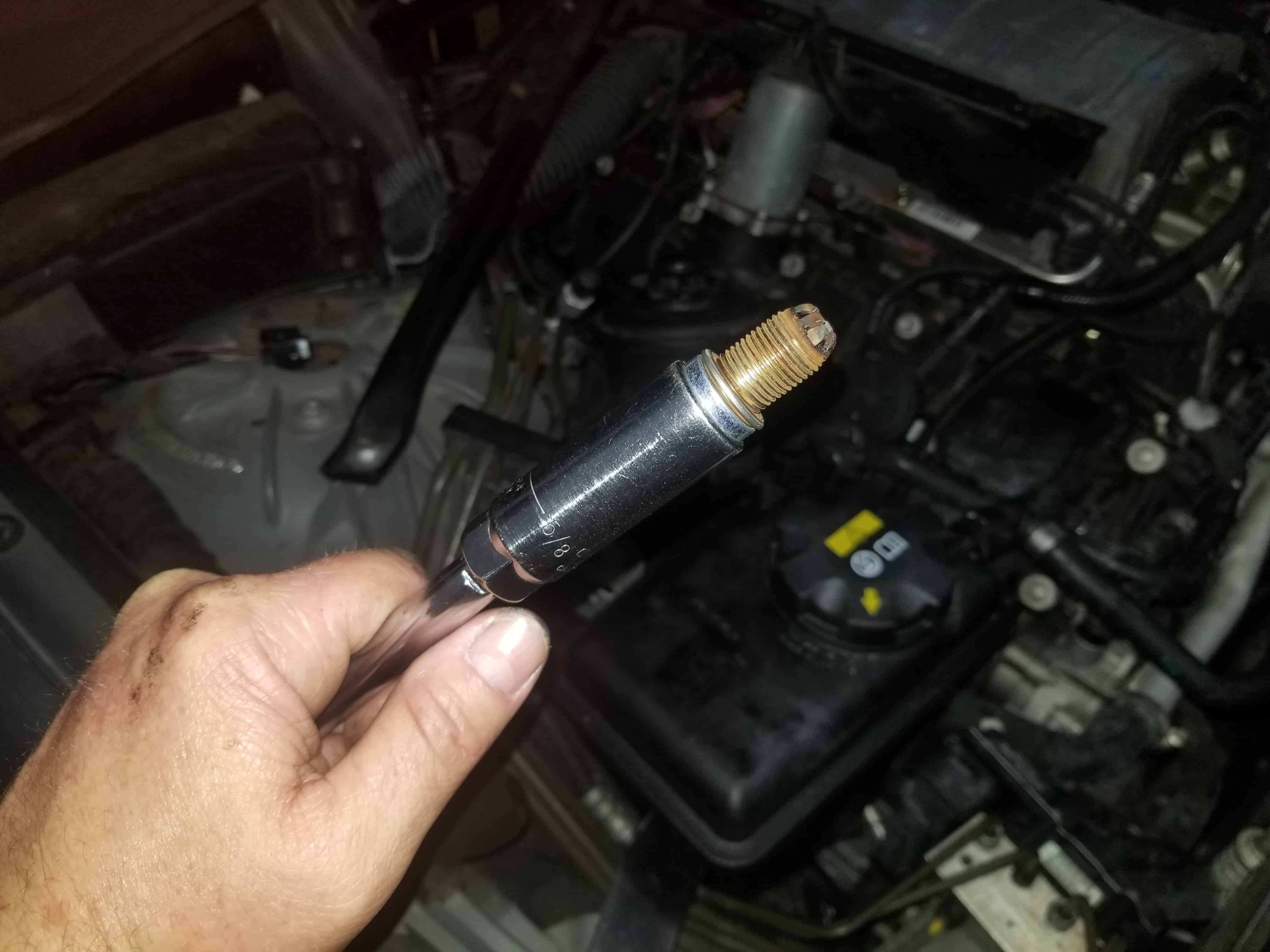 BMW N62 engine tune up - Spark plug removed from cylinder 1
