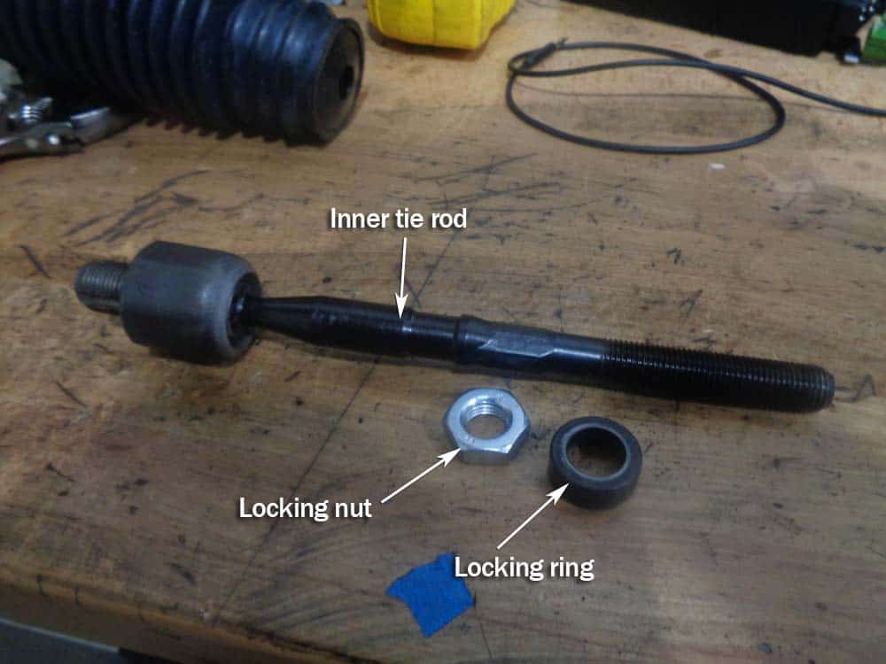 BMW E46 Tie Rod Repair - prepare new tie rod for attachment to steering rack.