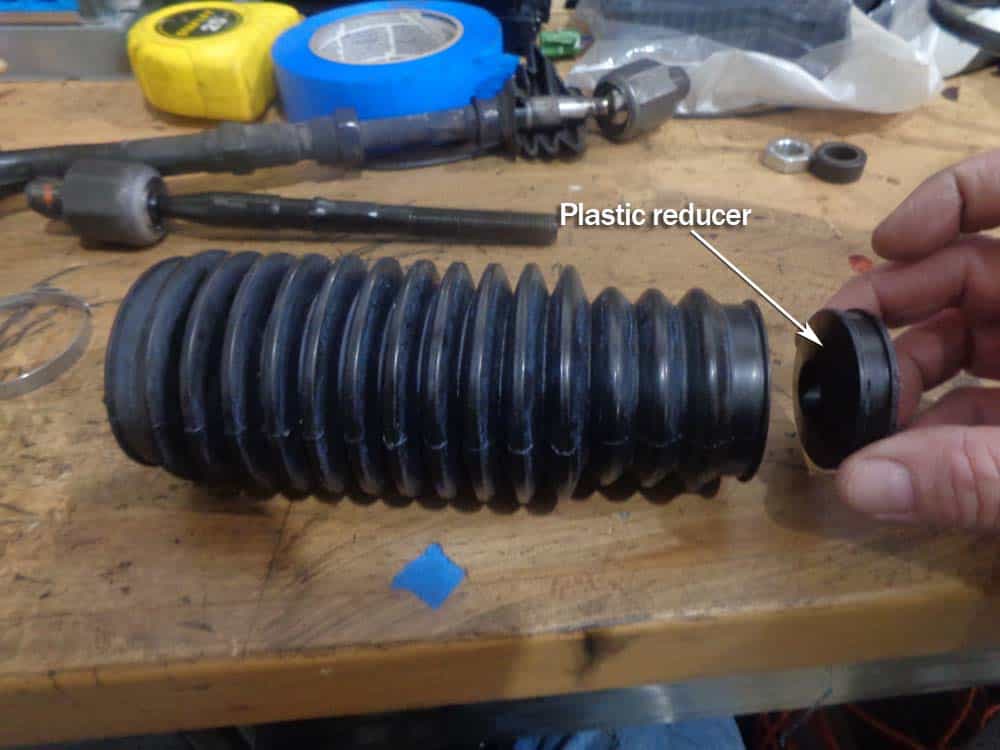 BMW E46 Tie Rod Repair - prepare the new steering boot for installation.
