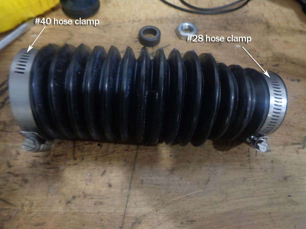 BMW E46 Tie Rod Repair - install the new hose clamps on the new steering boot.