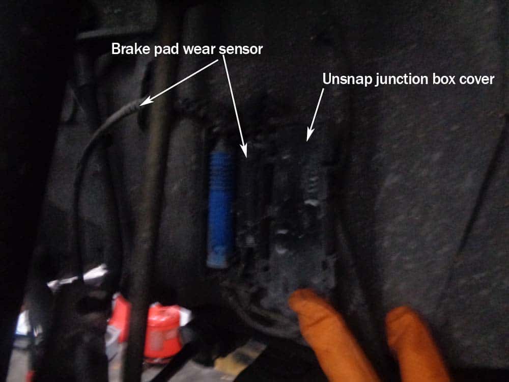 Brake pad wear sensor junction box.
