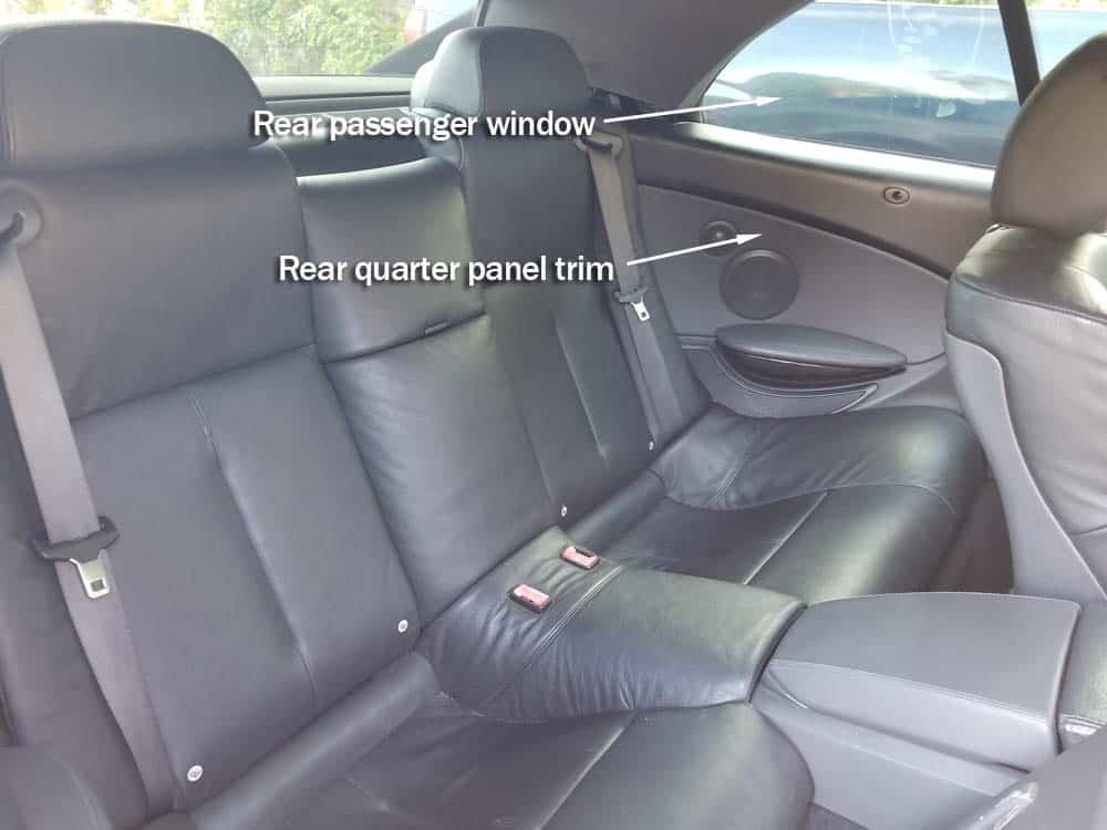 Rear passenger window in a BMW E64 convertible