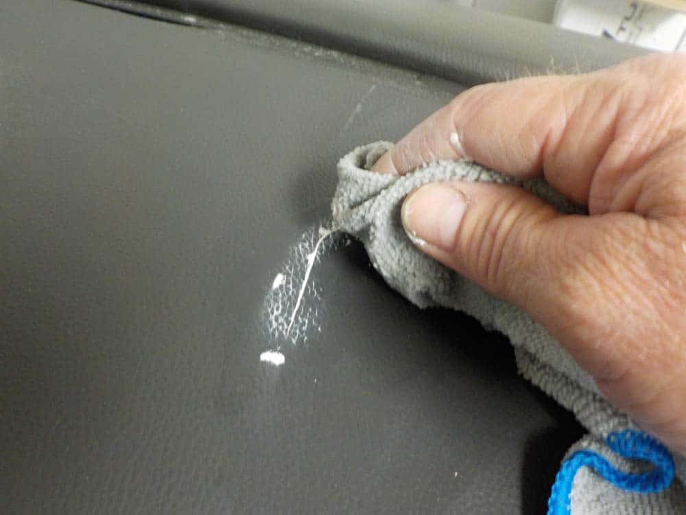 Wipe away the left over residue with a wet rag