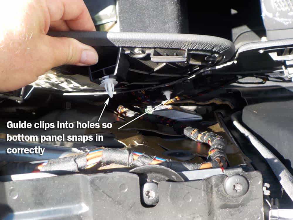 BMW E64 Rear Window Regulator - install the upper trim panel