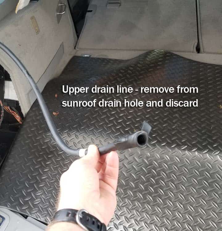 bmw e61 trunk leak - remove upper drain line