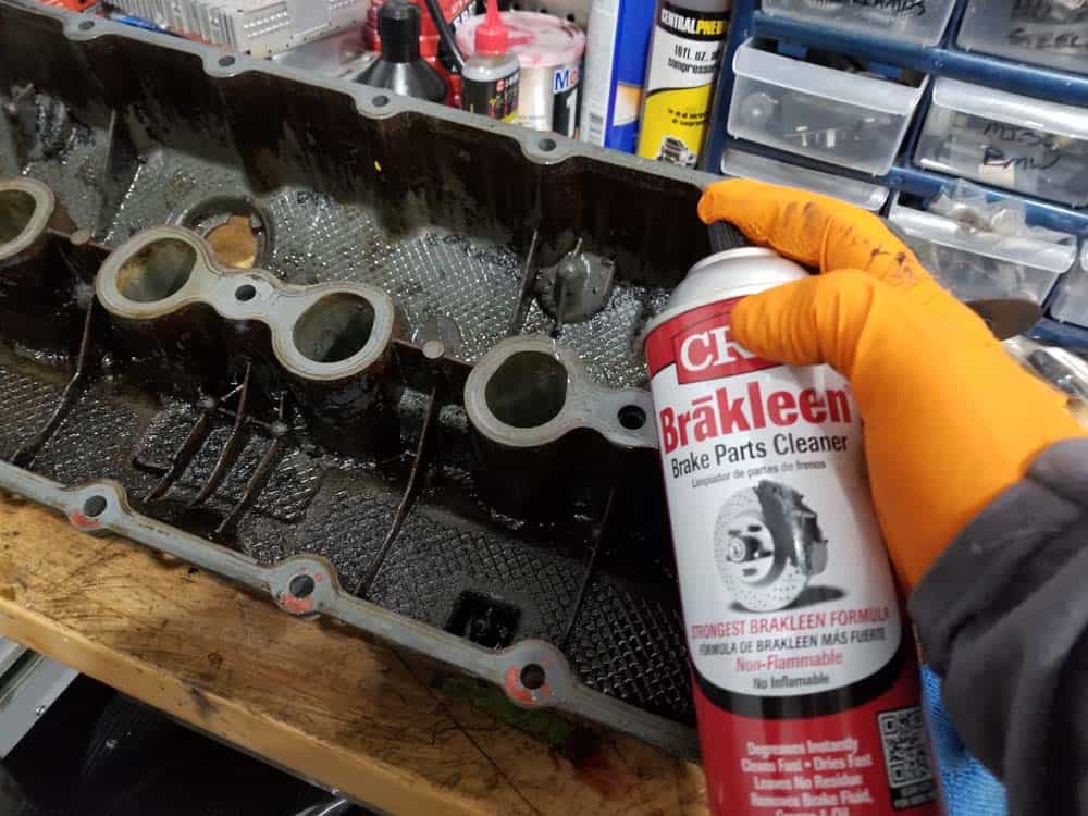 Thoroughly clean valve cover with CRC Brakleen