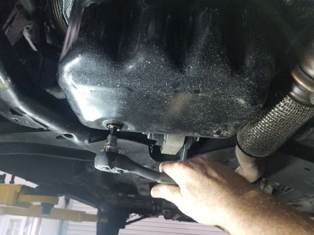 MINI R56 Oil Pan Gasket Replacement - remove oil pan drain plug