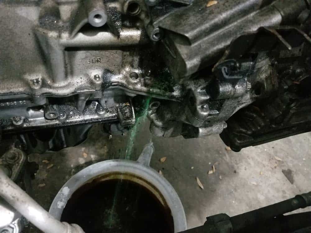 Let coolant thoroughly drain from the engine