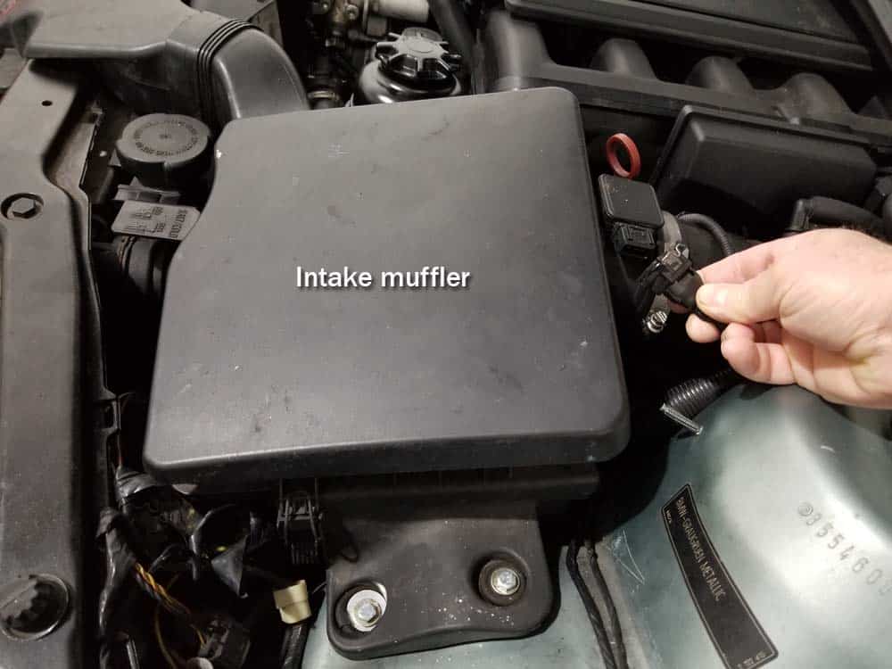BMW E46 radiator- disconnect the mass air flow sensor