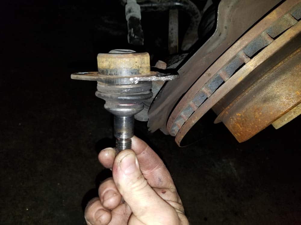 Front upper control arm ball joint removed