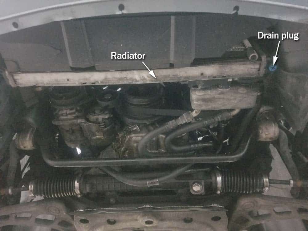 bmw e46 radiator - locate the radiator under the vehicle