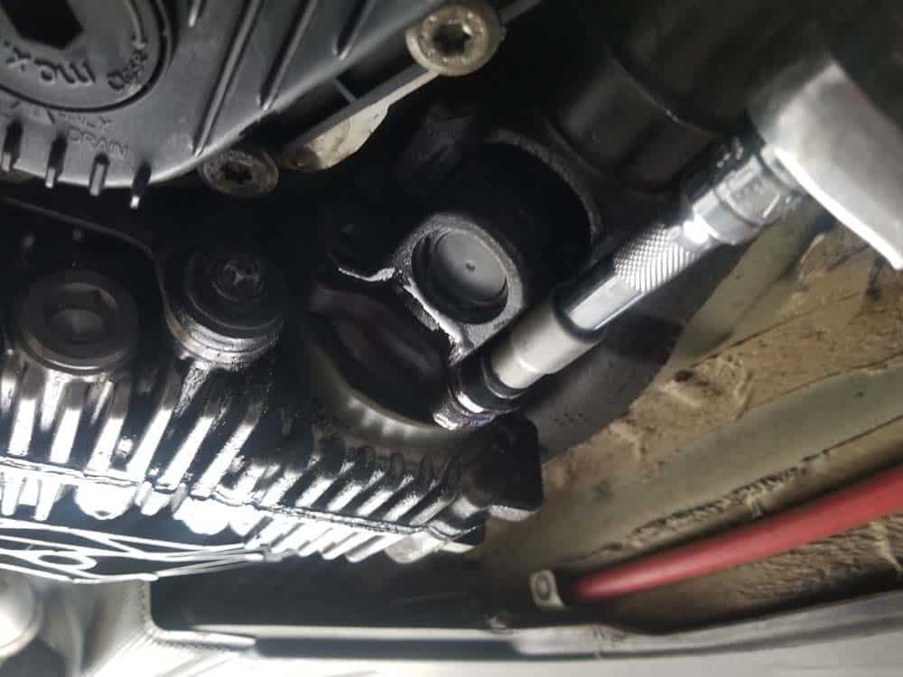 BMW Mechatronics Sealing Sleeve and Adapter Replacement - remove the front driveshaft mounting bolts