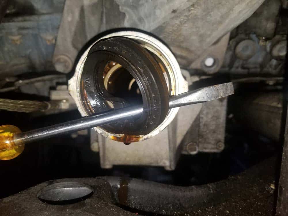 bmw e60 front axle shaft - The seal should just pop out of the differential when pried with a screwdriver as shown