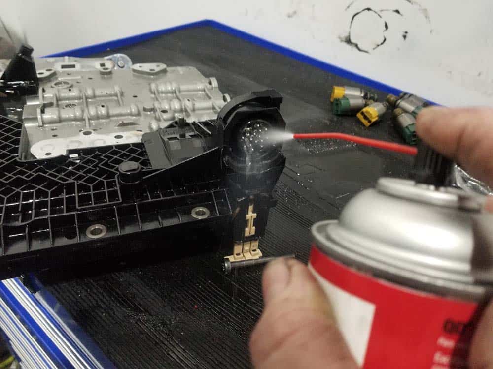 bmw transmission solenoid replacement - Liberally spray the valve body electrical connection with CRC Electronics Cleaner