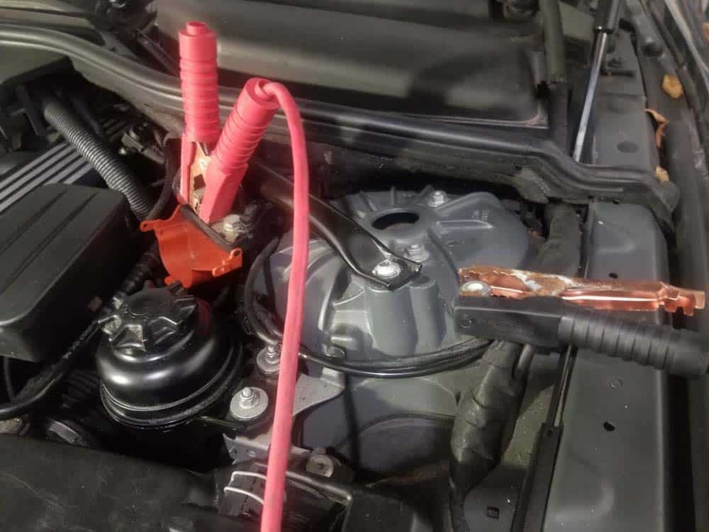 bmw e60 coolant flush - Hook a battery charger to the engine compartment terminals