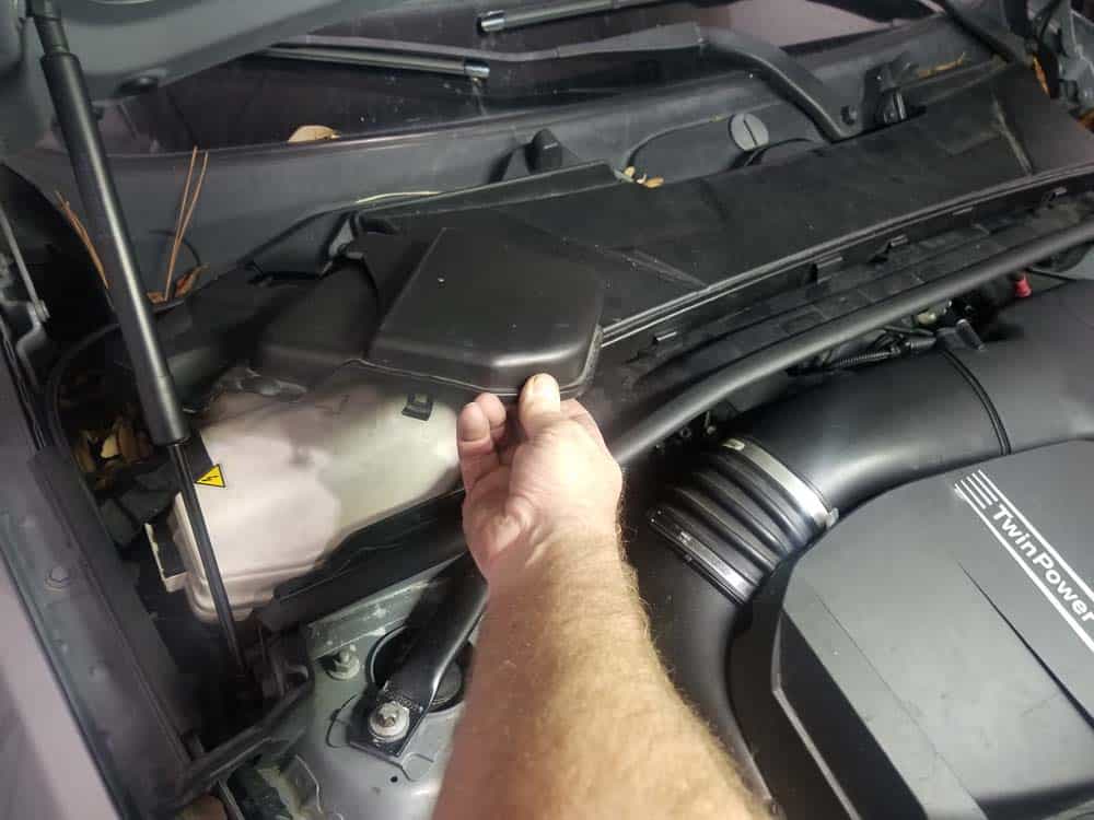 bmw n55 starter replacement - Remove the right cover from the microfilter housing.