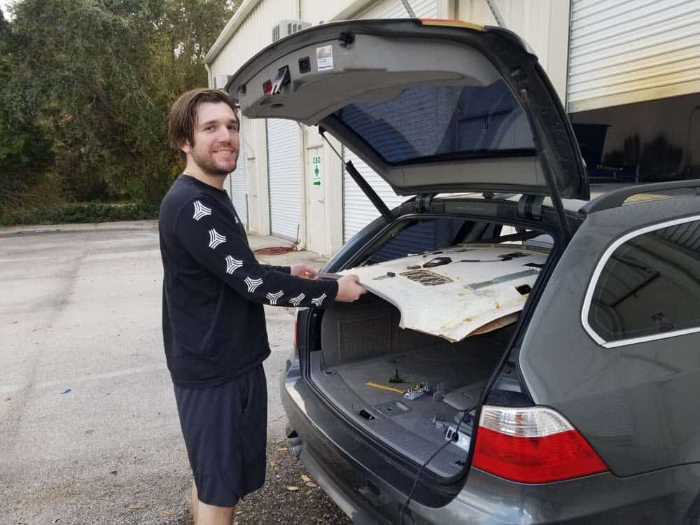 bmw e61 headliner removal - Remove the headliner from the rear of the vehicle