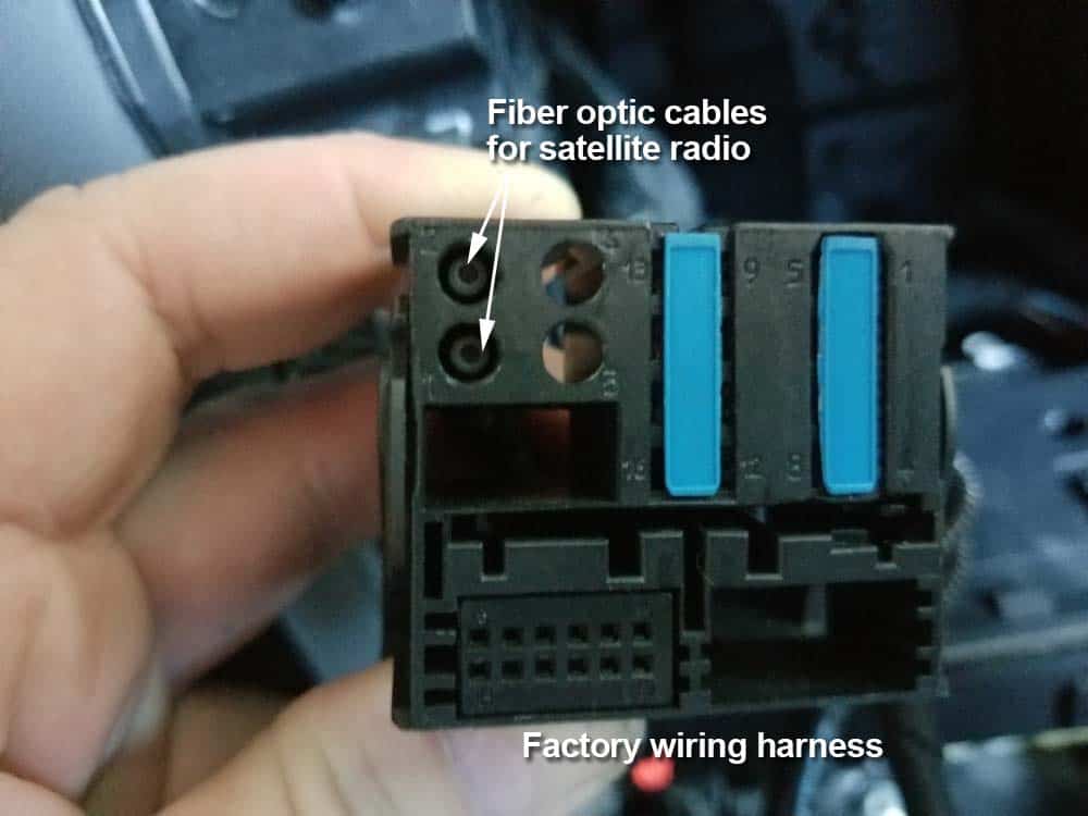 bmw e60 idrive upgrade - Locate the fiber optic satellite radio cables in the factory wiring harness