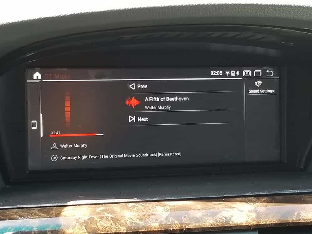 Android iDrive screen - Bluetooth music streaming