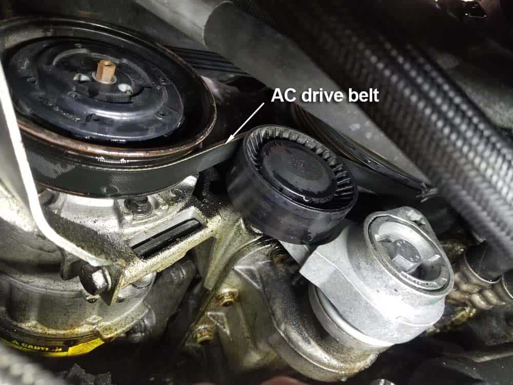 bmw n62 water pump replacement - locate the ac drive belt