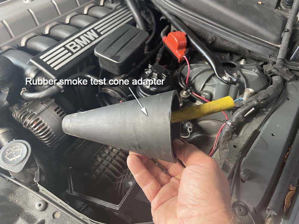 Rubber smoke testing cone adapter
